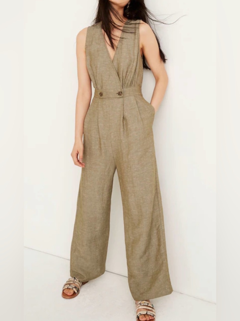 Madewell Linen Jumpsuit in Green